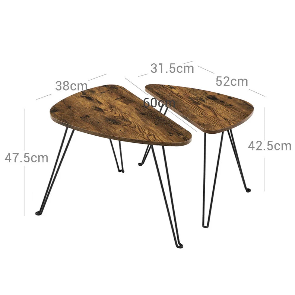 Set di 2 tavolini laterali tavolini impilabili tavolini da caffè per soggiorno sala da pranzo camera da letto stile industriale marrone rustico e nero 12_0002951