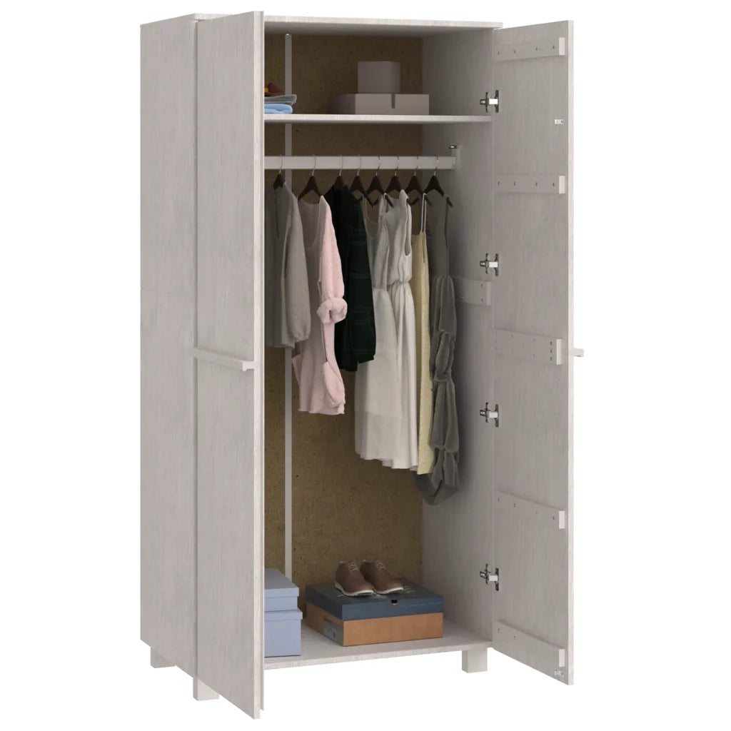 Armadio HAMAR Bianco 89x50x180 cm in Legno Massello di Pino CFW4083468