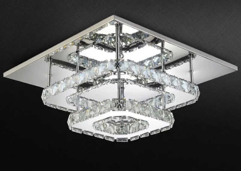 Lampada Da Soffitto Cristallo Plafoniere Led 24w Quadrato App410-c