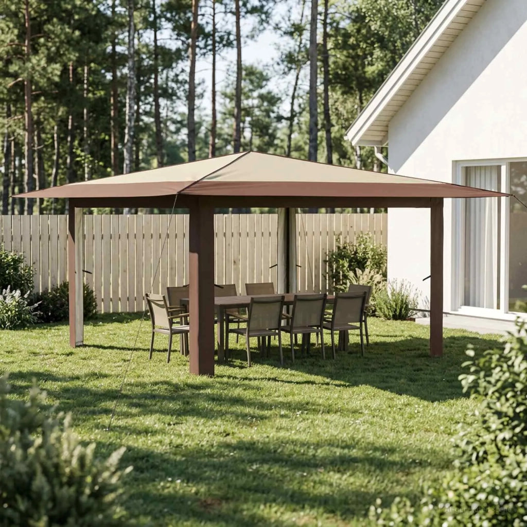 Gazebo senza Parete Laterale 4 x 4 m Crema e Marrone 42036816