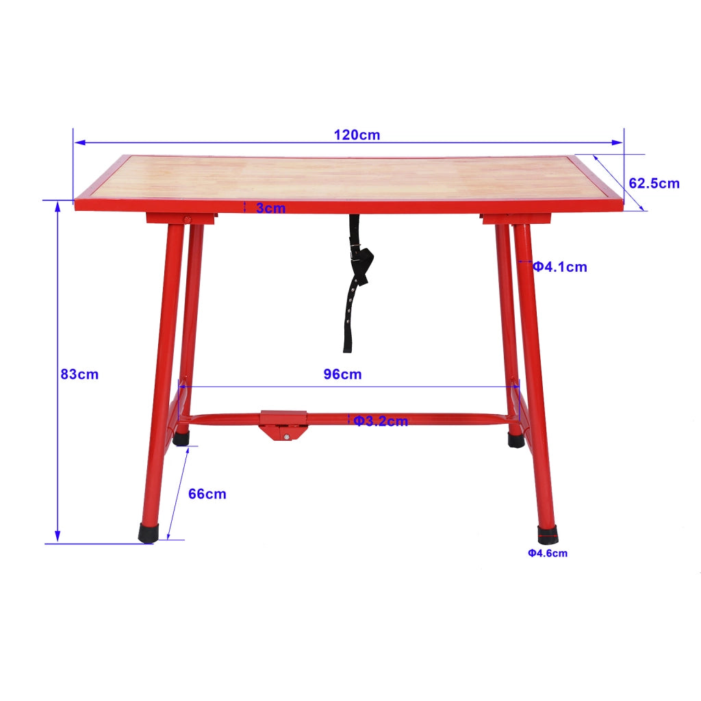 Banco da lavoro pieghevole acciaio 120x62,5cm Tavolo da officina