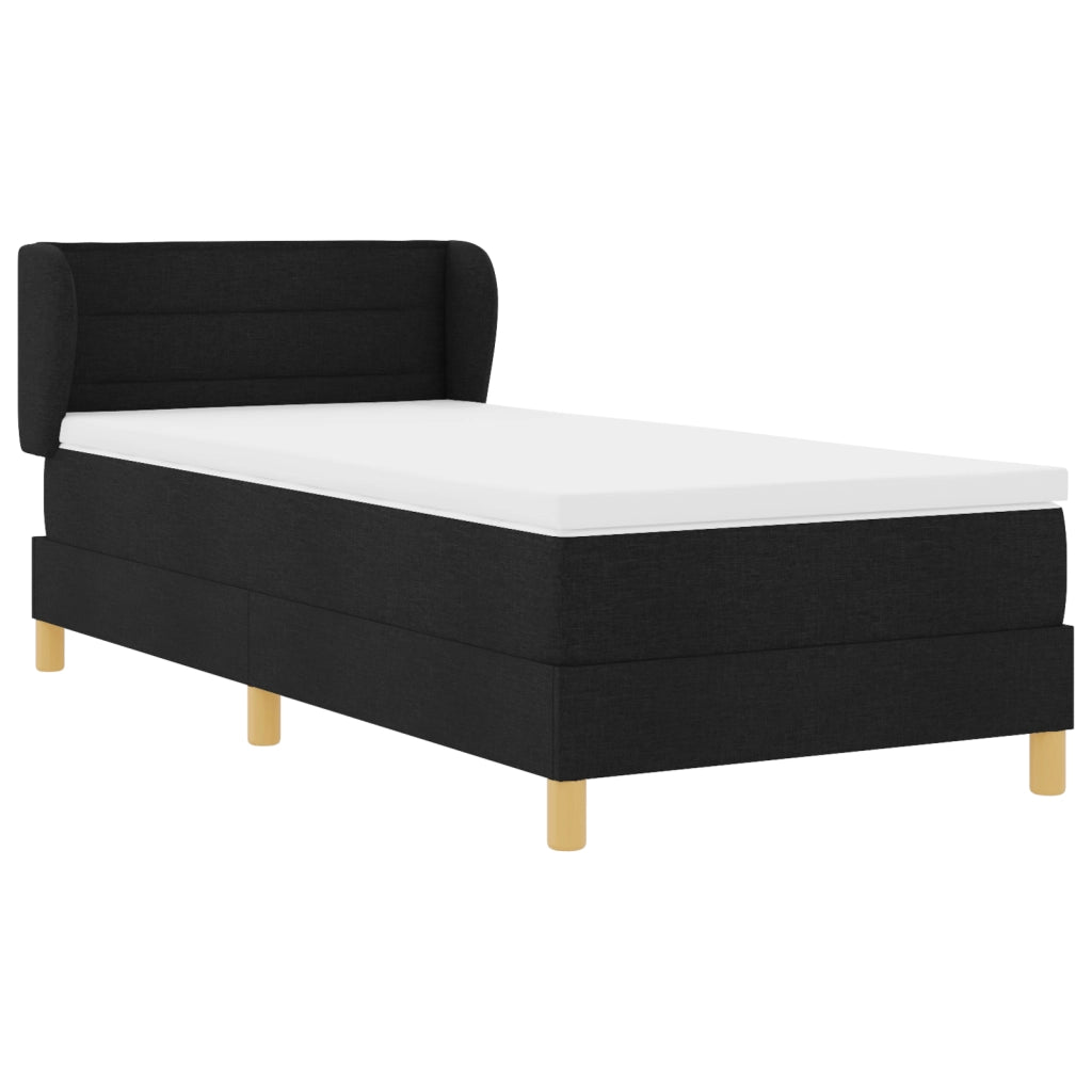 Letto Box Spring con Materasso  Nero 100x200 cm Tessuto