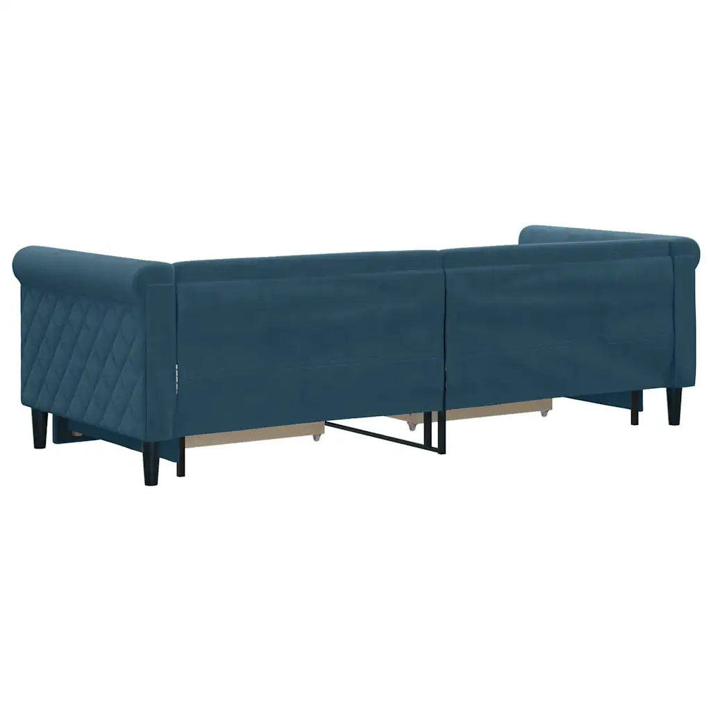Divano Letto Estraibile con Cassetti Blu 80x200 cm in Velluto 3197811