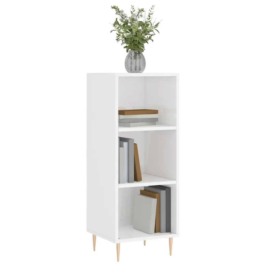 Credenza | Madia | Buffet da pranzo | Armadio da pranzo Bianco Lucido 34,5x32,5x90 cm in Legno Multistrato