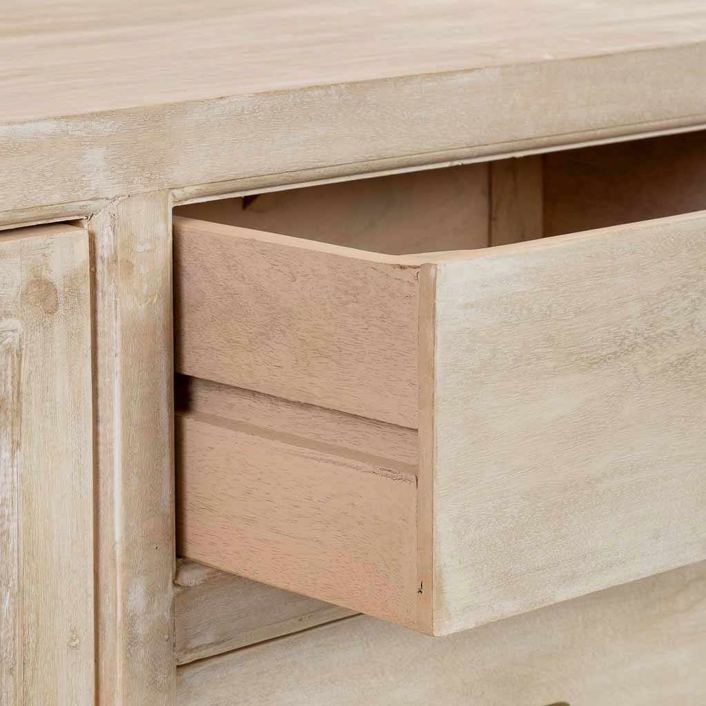 Credenza in legno beige con 3 cassetti e 2 ante 160x43x75h cm