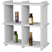Libreria Scaffale a Parete 4 ripiani Bacheca in Legno Bianco Multiuso