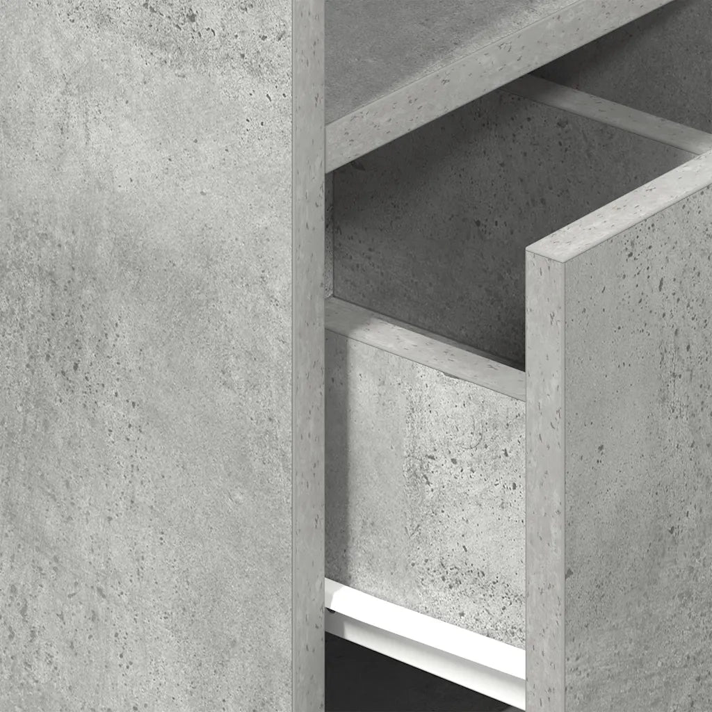 Comodini 2 pz con Cassetto Grigio Cemento 25x31x66 cm