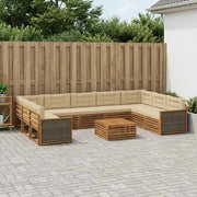 Set di divani da esterno 10 pz Naturale e Beige 3383861