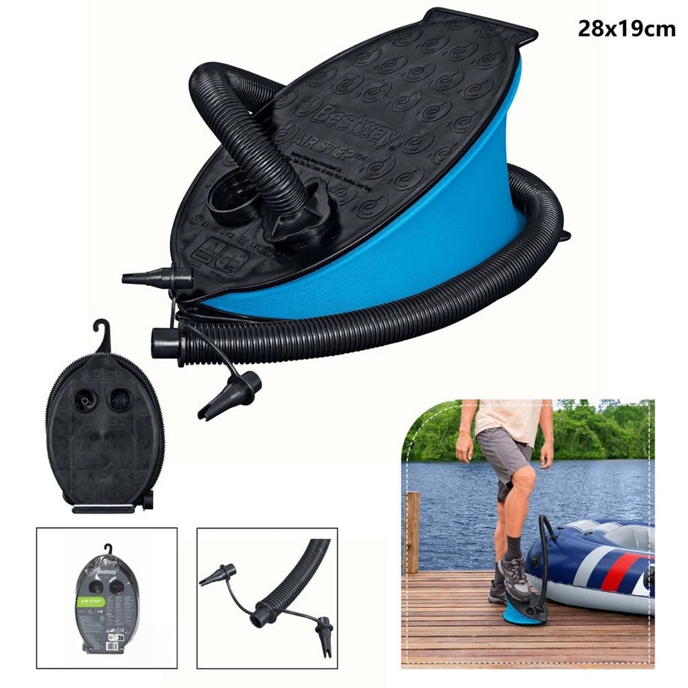 Trade Shop - Pompa A Piede 28x19 Cm Volume 1.400 Cc Gonfia/sgonfia 3 Adattatori Valvola 62004 -