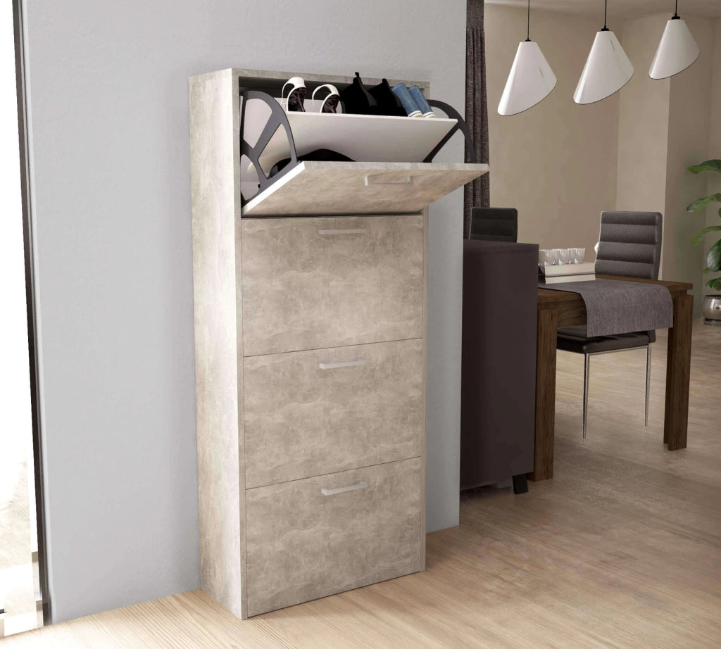 SCARPIERA MOLLY 4 ANTE A RIBALTA GRIGIO EFFETTO CEMENTO 59 X 25 X H140 CM