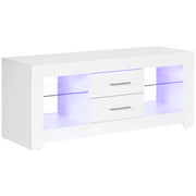 EasyComfort Mobile Porta TV da 55" con Luci LED a 12 Colori e Telecomando, Legno e Vetro 120x40x50cm, Bianco