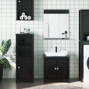 Set Mobili da Bagno 3 pz BERG Nero in Legno Massello di Pino 3206497