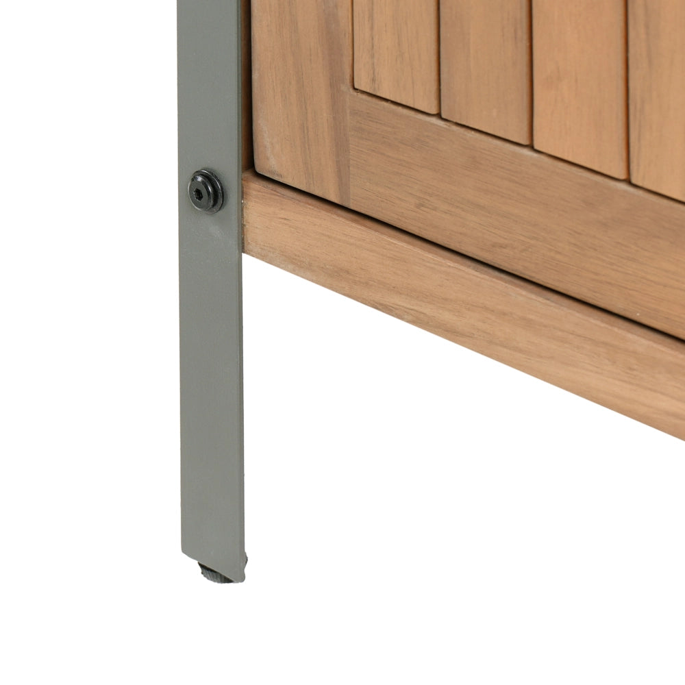 Mobile da giardino in legno di acacia 2 ante 2 ripiani 50 x 80 x 92 cm in legno massello Marrone giardino Cucina Sala da pranzo