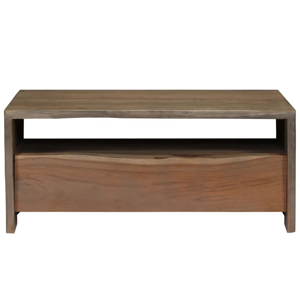 Tavolino da Caffè in Legno Massello di Acacia 90x50x40cm Grigio 246127