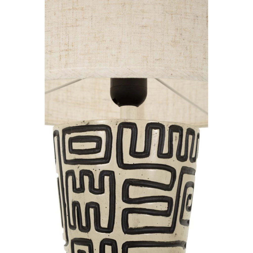 Lampada da terra Nairobi in polyresin bianco e nero con paralume in tessuto