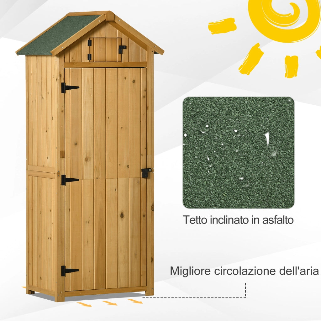 EasyComfort Capanno da Giardino Porta Attrezzi in Legno Impermeabile, 77x54.2x179 cm Giallo