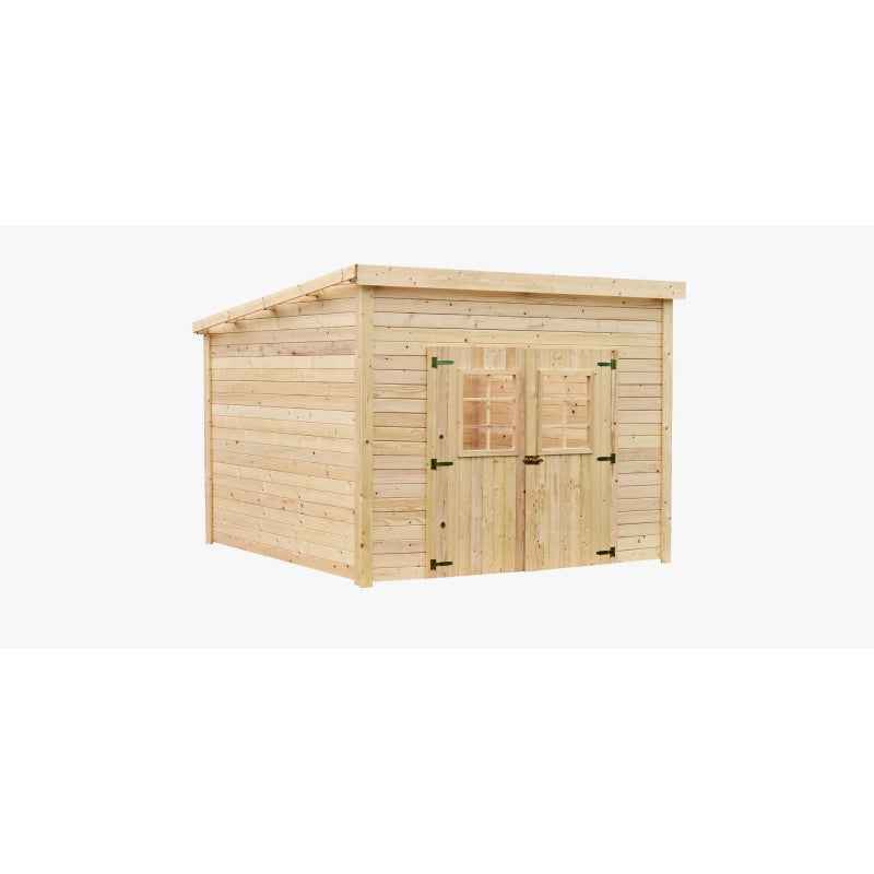 Casetta in legno da giardino 280x280 cm – Abete 28 mm – Tetto piano in policarbonato – Porta doppia – LA3030 Foresta