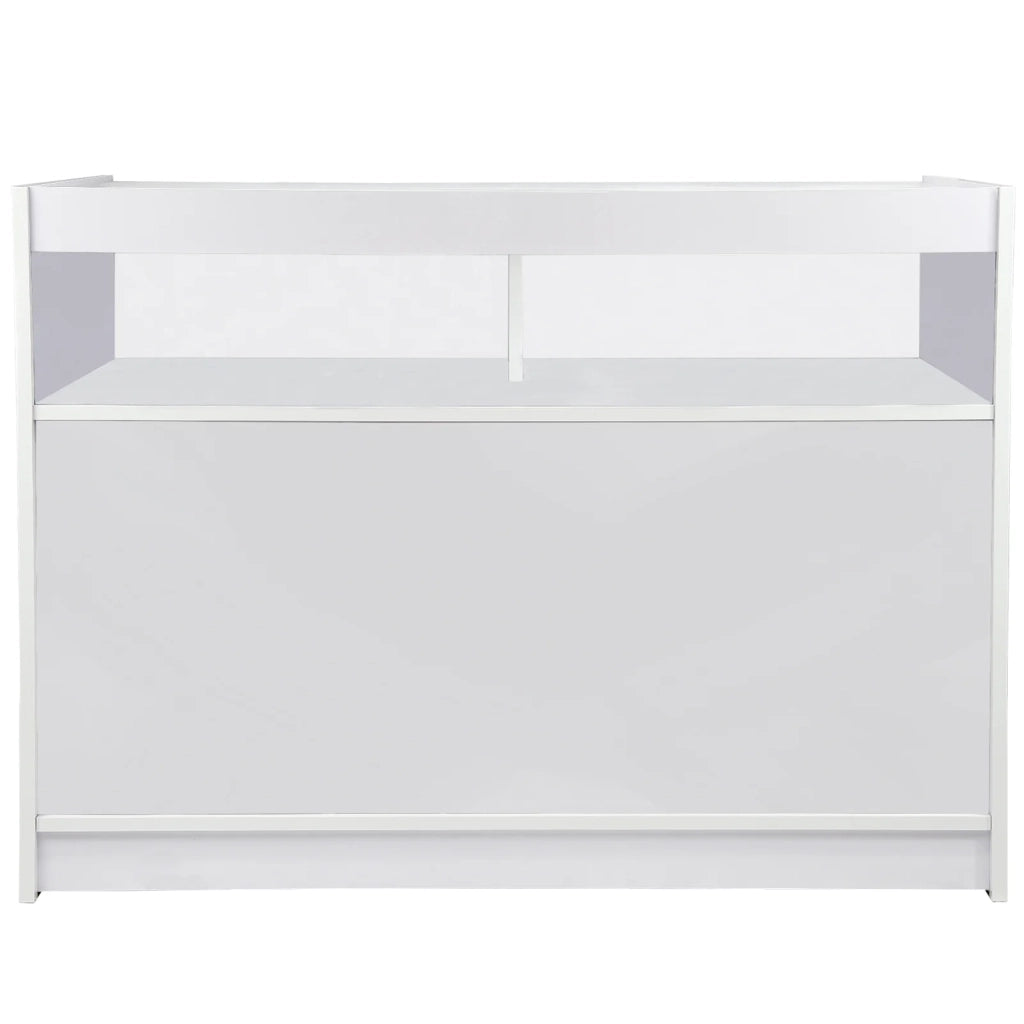 Bancone B1200 Bianco da Negozio e Reception Elegante Solido Robusto con Ripiani