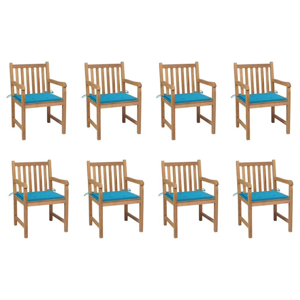 Sedie da Giardino 8 pz con Cuscini Blu in Massello di Teak cod mxl 8362