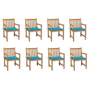 Sedie da Giardino 8 pz con Cuscini Blu in Massello di Teak cod mxl 8362