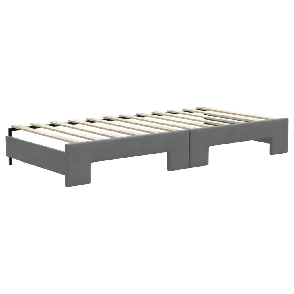 Divano Letto Estraibile Cassetti Grigio Scuro 100x200cm Tessuto