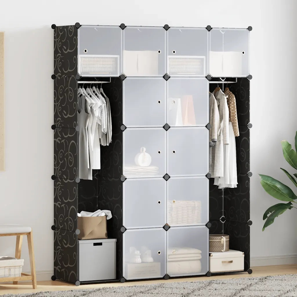 Armadietto Modulare 14 Scomparti Nero e Bianco 37x146x180,5 cm CFW1795394