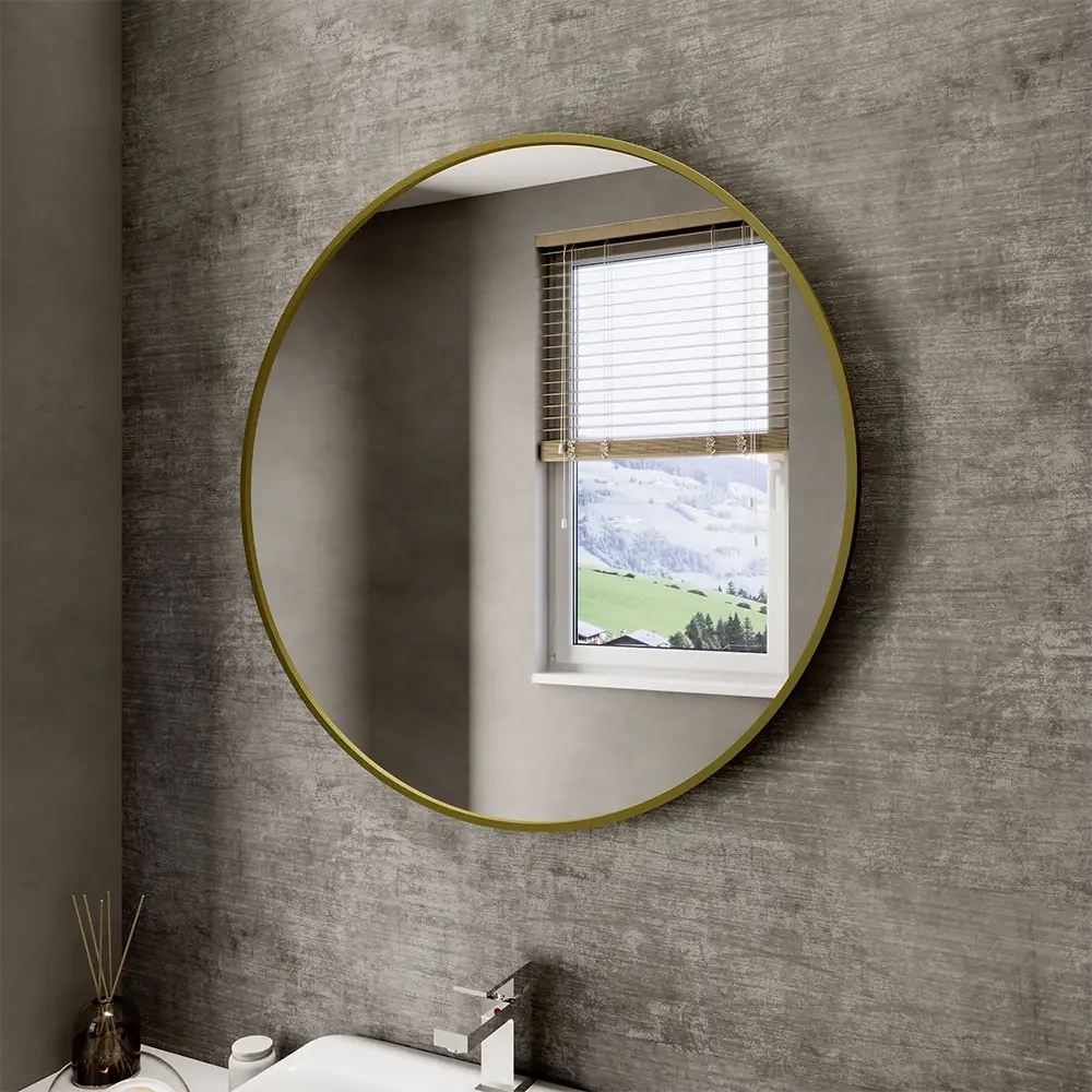 Specchio tondo Ø 80 cm con cornice dorata