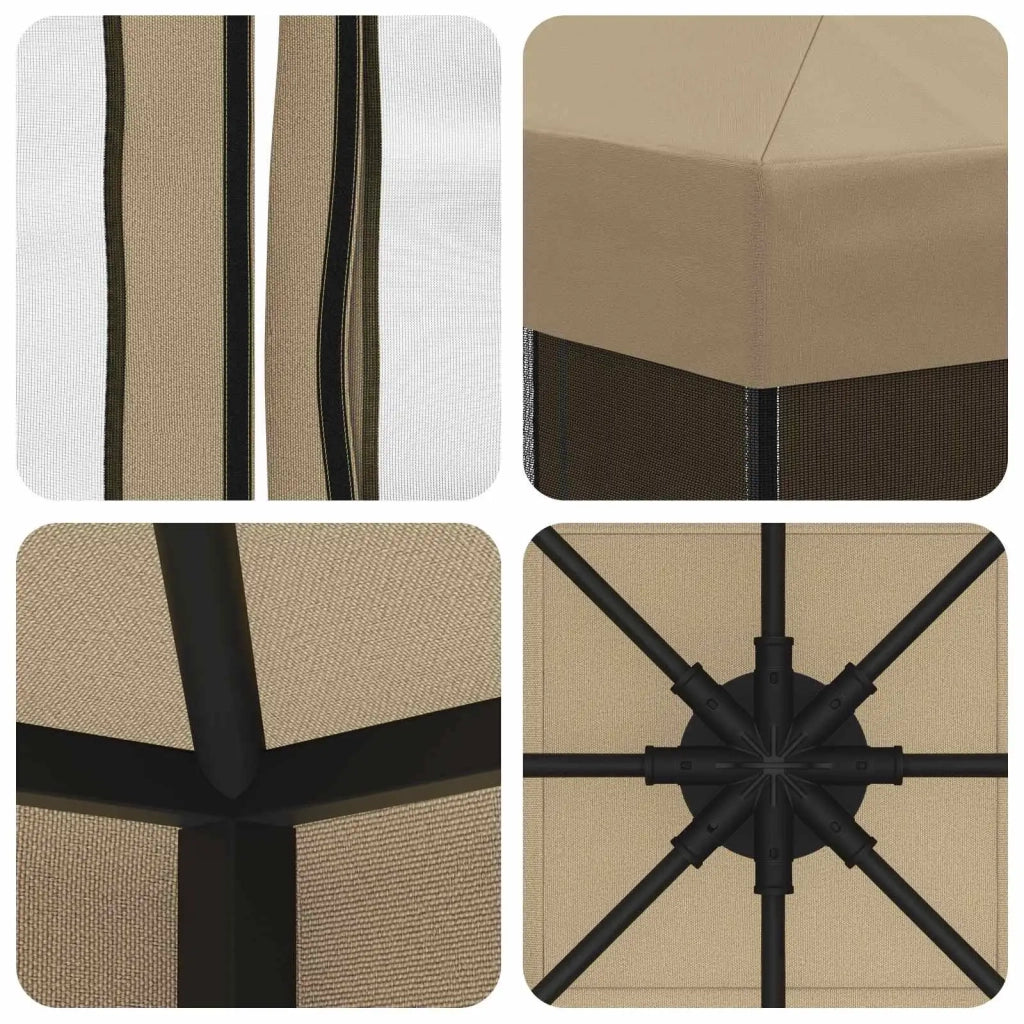 Gazebo da giardino con pareti laterali 3 x 3 m Beige