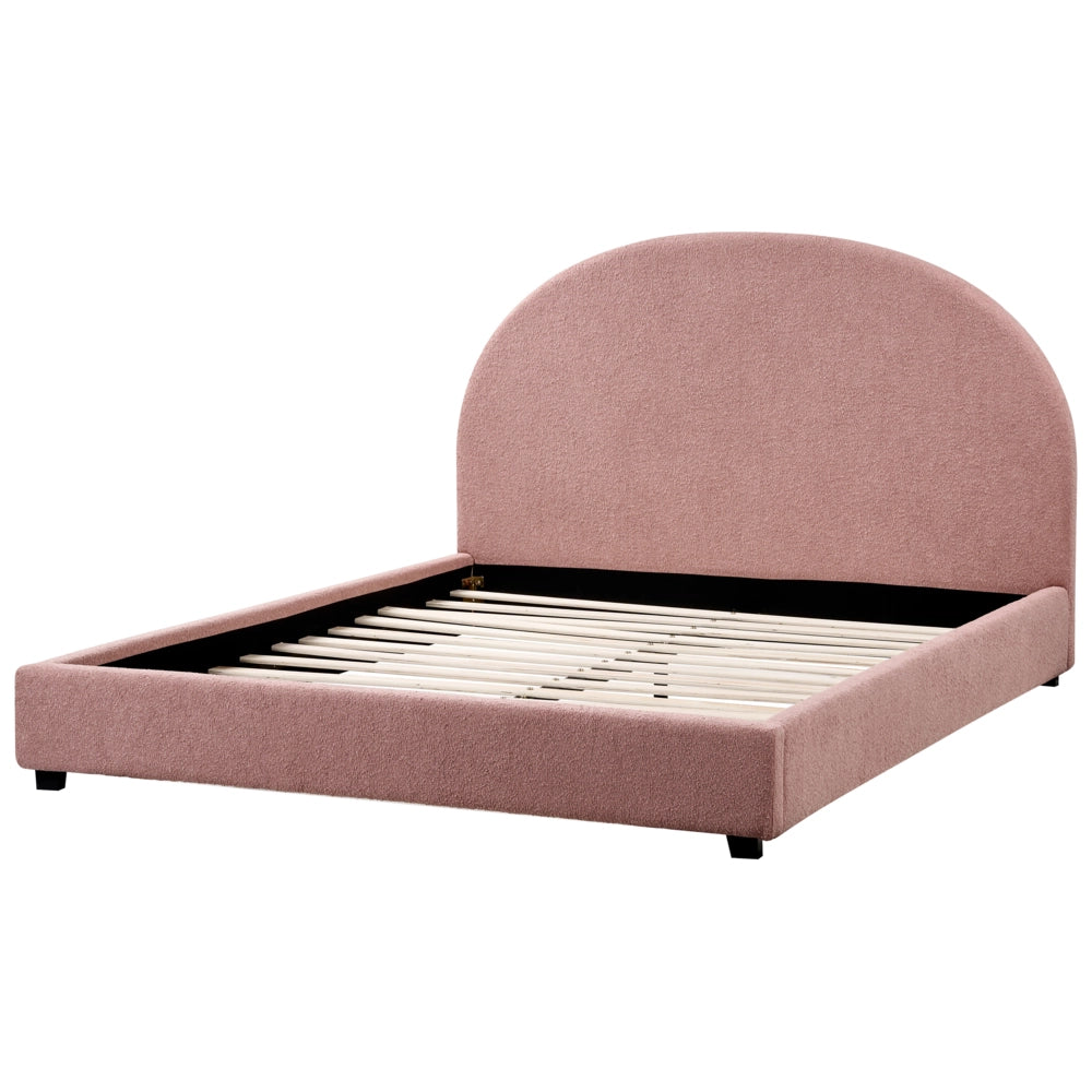 Letto Rosa Pastello Poliestere Boucle EU Matrimoniale 140 x 200 cm Design Minimalista Retrò