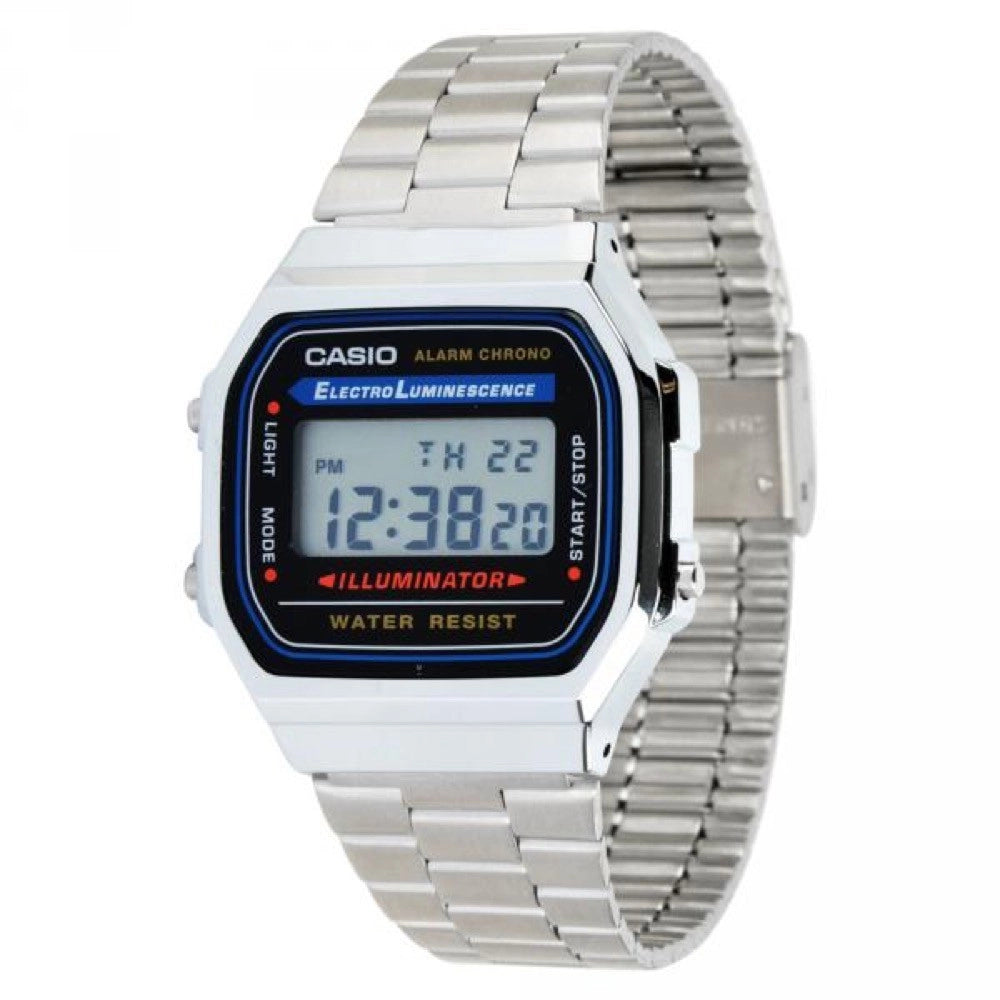 Trade Shop - Orologio Polso Casio A168wa-1wdf Uomo Donna Digitale Sveglia Luce Silver -