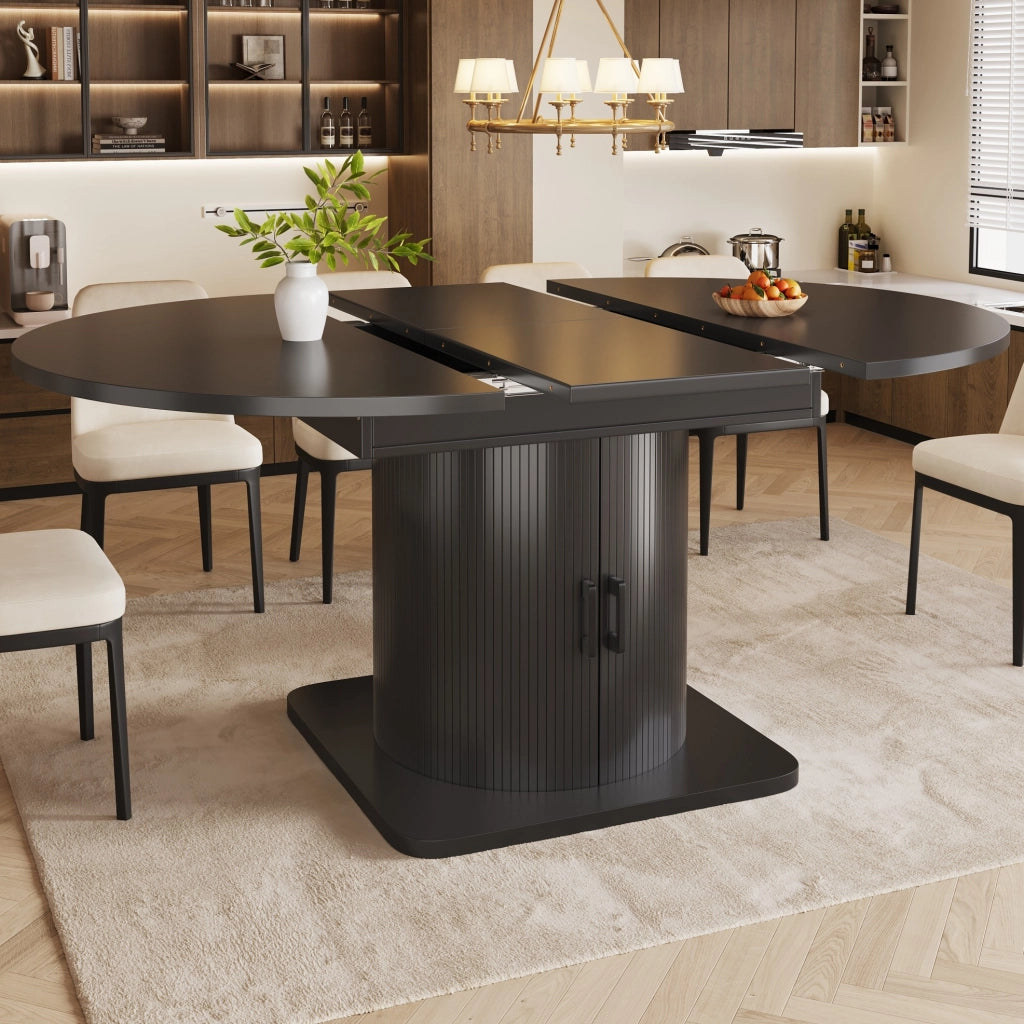Tavolo allungabile 118x118x76 cm con ampio vano contenitore; MDF e metallo; nero