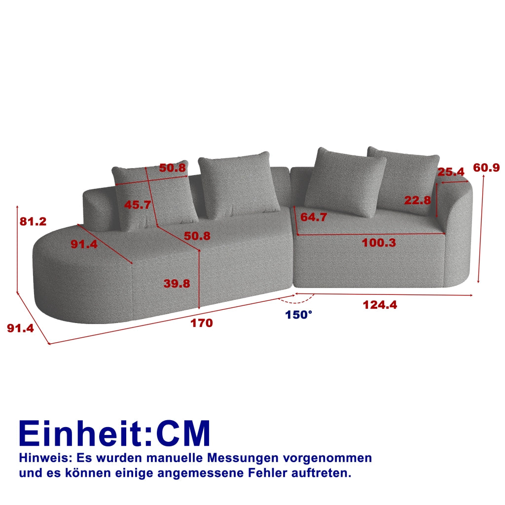 Divano in chenille moderno - Zephmum - Extra largo e profondo, 4 posti, con 4 cuscini decorativi