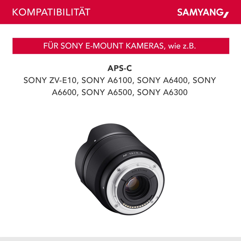 AF 12mm Obiettivo fotografico grandangolare - apertura F2.0, autofocus APS-C a focale fissa per Sony E Mount fotocamere Alpha 6600 6500 6400 6300 6100 6000 5100 5000 NEX