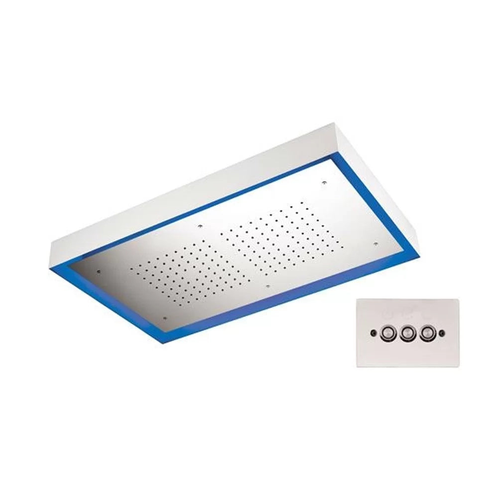 Soffione a soffitto 1 getto 77X47 cm con led in acciaio inox