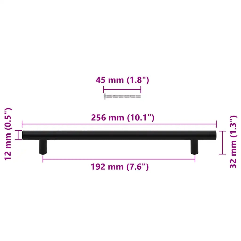 Maniglie per Mobili 5pz Nere 192mm in Acciaio Inox 155368