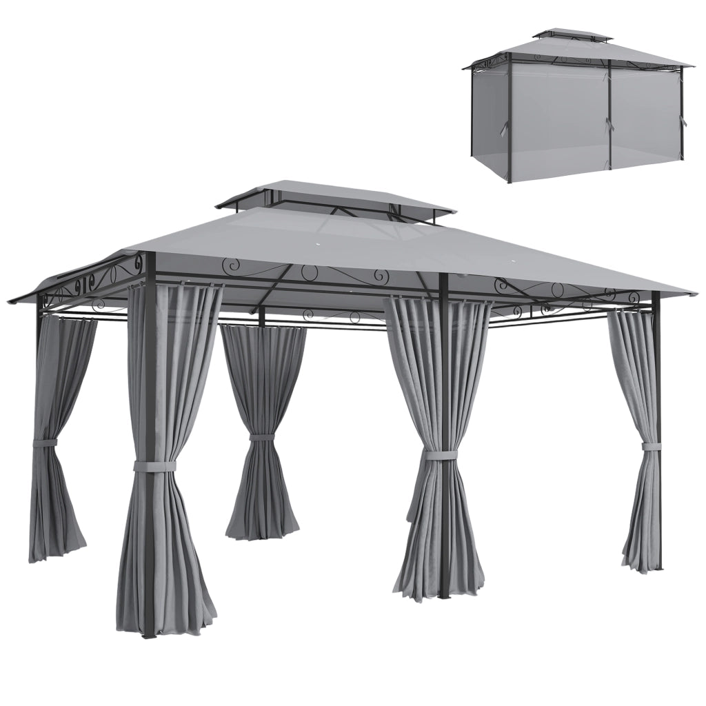 Gazebo da giardino con tende e tetto ventilato ¨C zephmum ¨C antracite