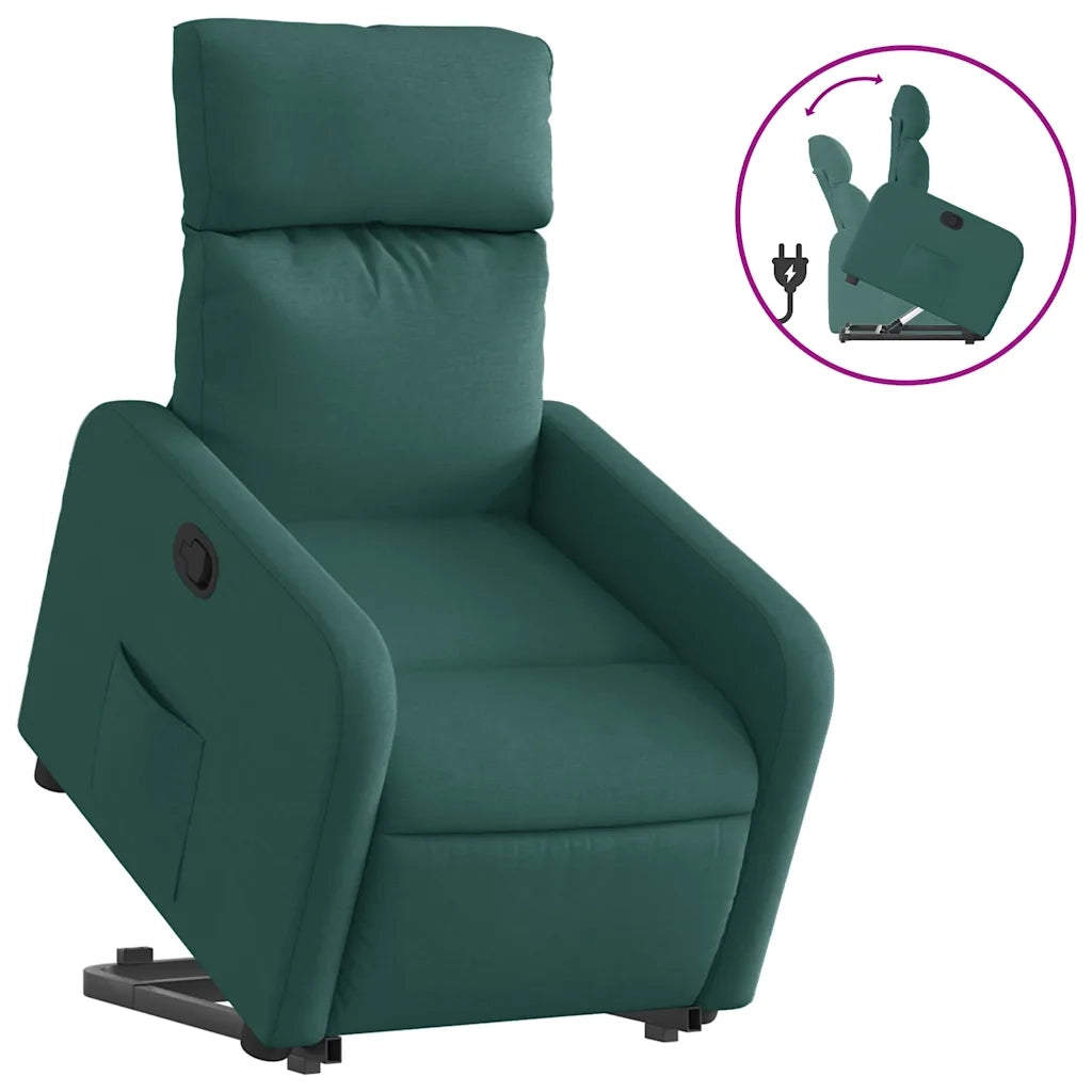 Divano Sedia-Poltrona Alzapersona Reclinabile Verde Scuro in Tessuto 316320