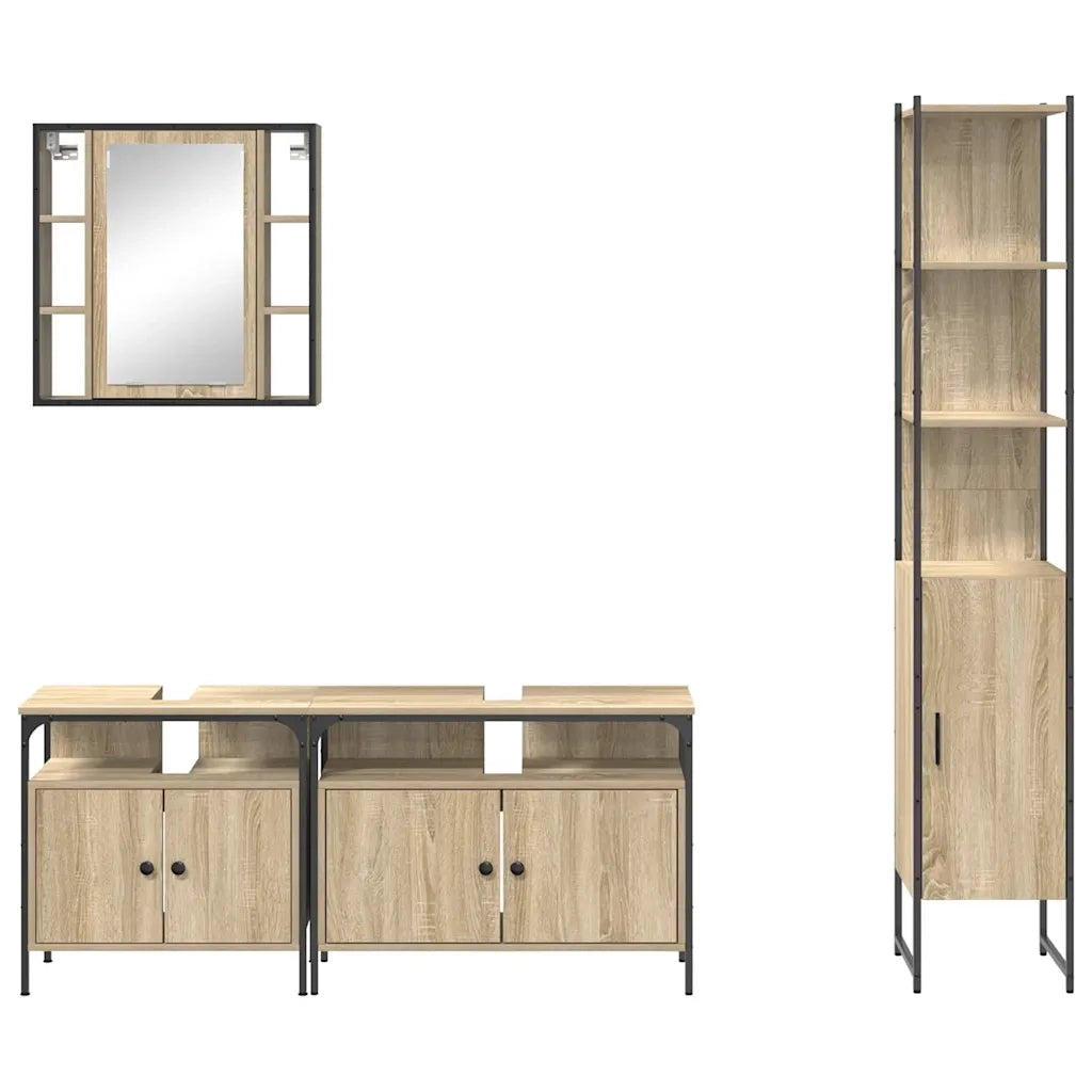 vidaXL Set di mobili per il bagno con lo scaffale 4 pcs rovere sonoma