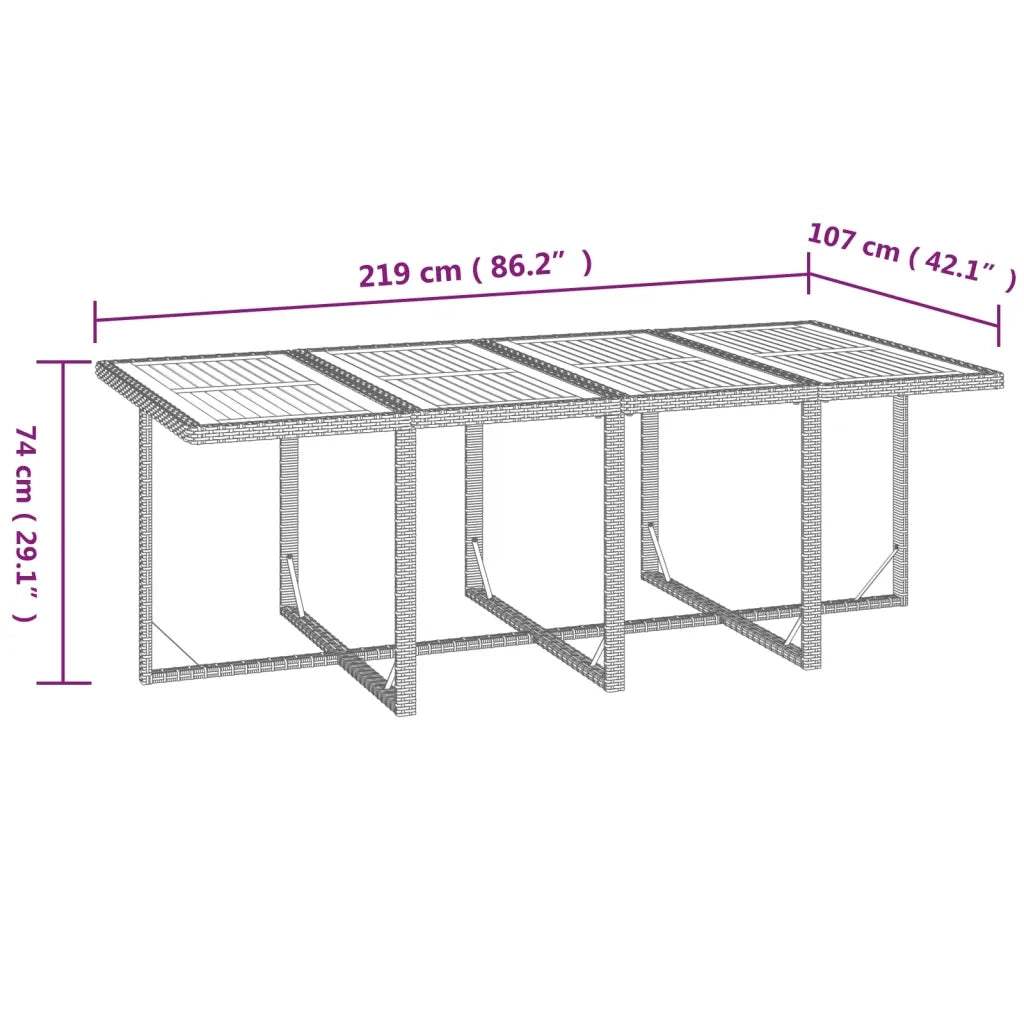 Set da Pranzo da Giardino 9 pz con Cuscini Nero in Polyrattan 3095572