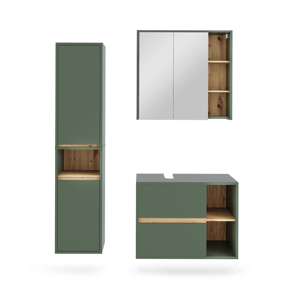 Vicco Set di mobili da bagno Verde/Artigianale 3 parti