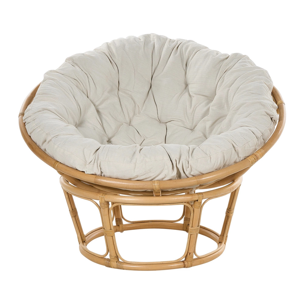 Sedia in rattan naturale Cuscini in cotone beige chiaro Resistenza media Interni Esterni Stile Boho Giardino Patio Balcone