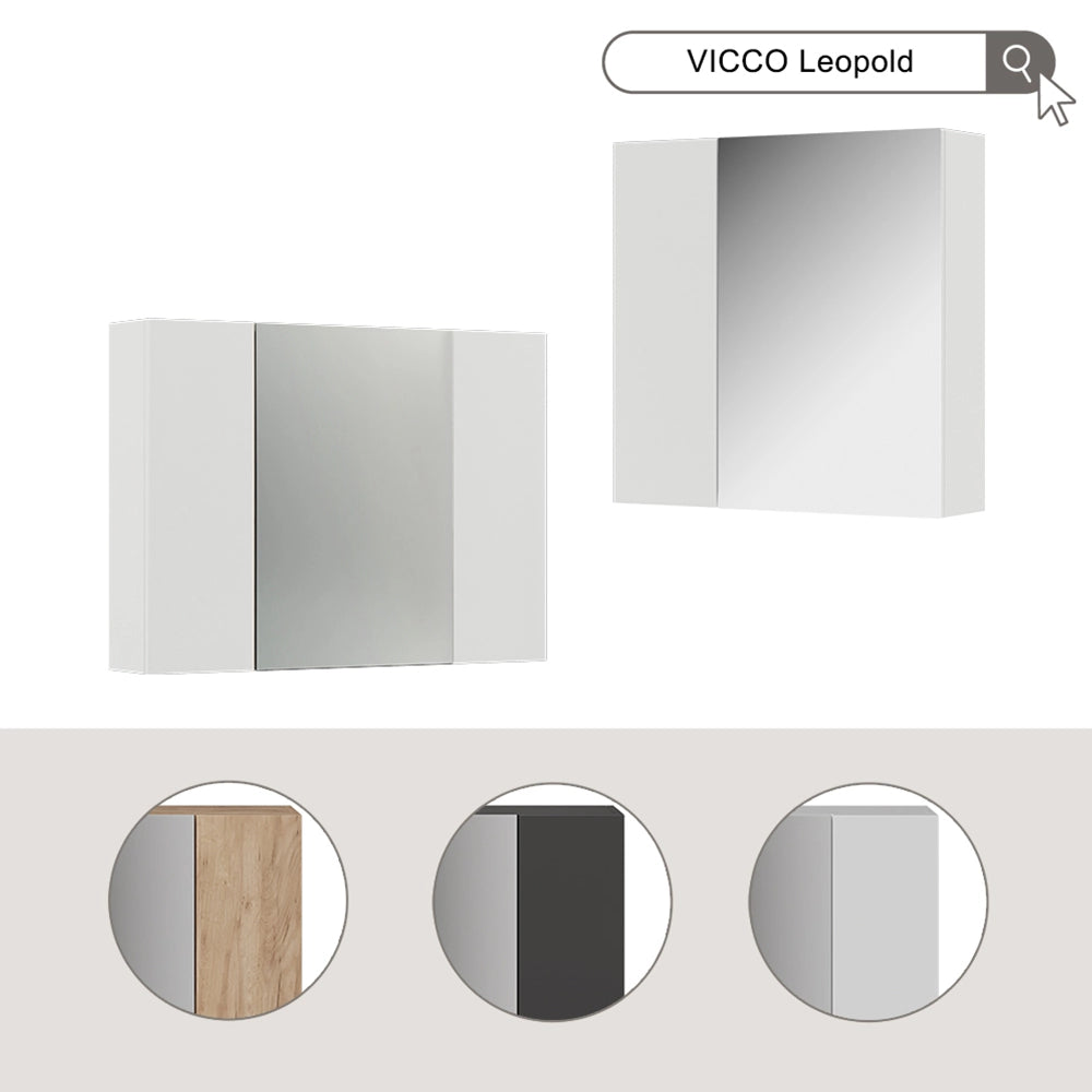 Vicco Specchio contenitore bagno Quercia dorata 60 x 59.2 cm Con ripiani e 1 anta a specchio