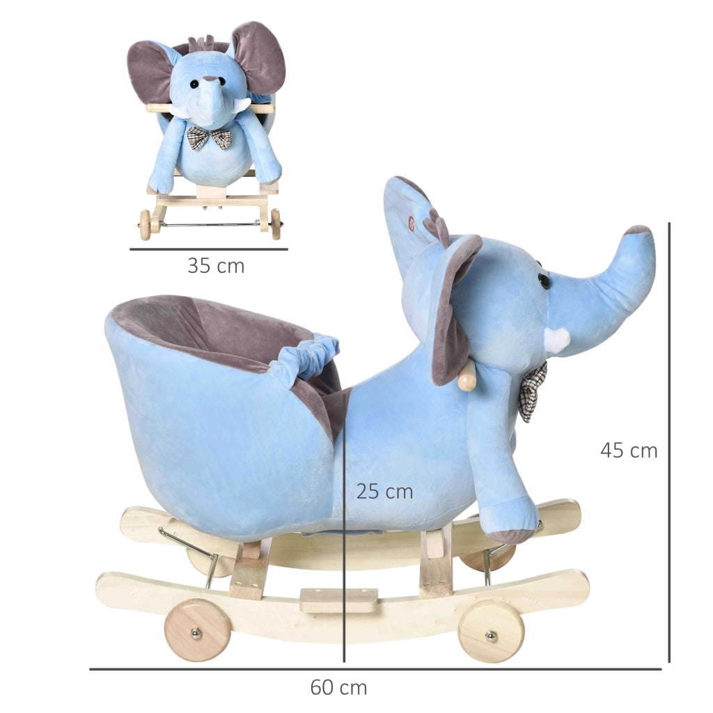 Cavallo a Dondolo con Ruote per Bambini ¨C Zephmum ¨C Forma Elefante 60x35x45 cm Blu