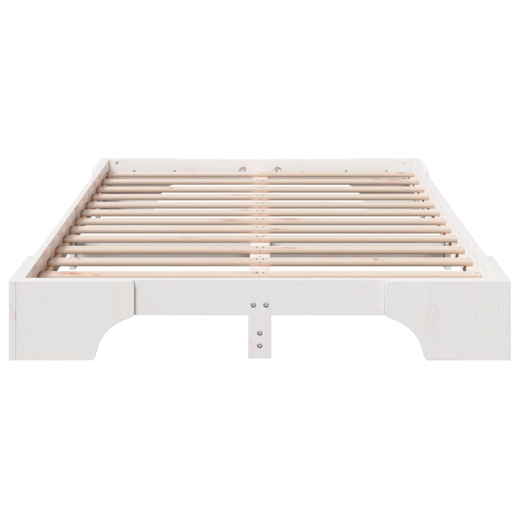 Struttura Letto Bianco Legno Massello 120 x 200 cm Rettangolare