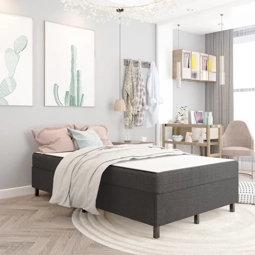Letto a Molle Grigio Scuro in Tessuto 120x200 cm