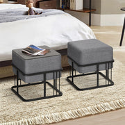Set 2 Pouf TAS Reversibili Impilabili Seduta Imbottita e Piano Rigido Rettangolare 38x38x38 cm Grigio Scuro [en.casa]