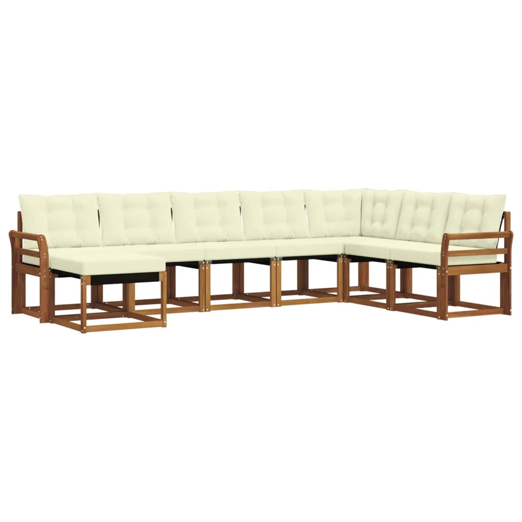 Set di divani da esterno con cuscino 8 pcs Naturale e Crema