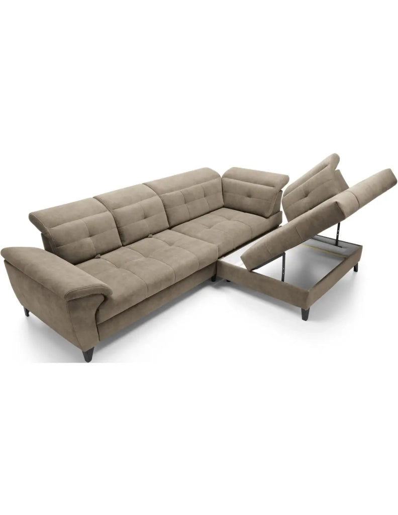 Divano ad angolo Beige 5 posti angolo destro chaise longue comfort INFERNO