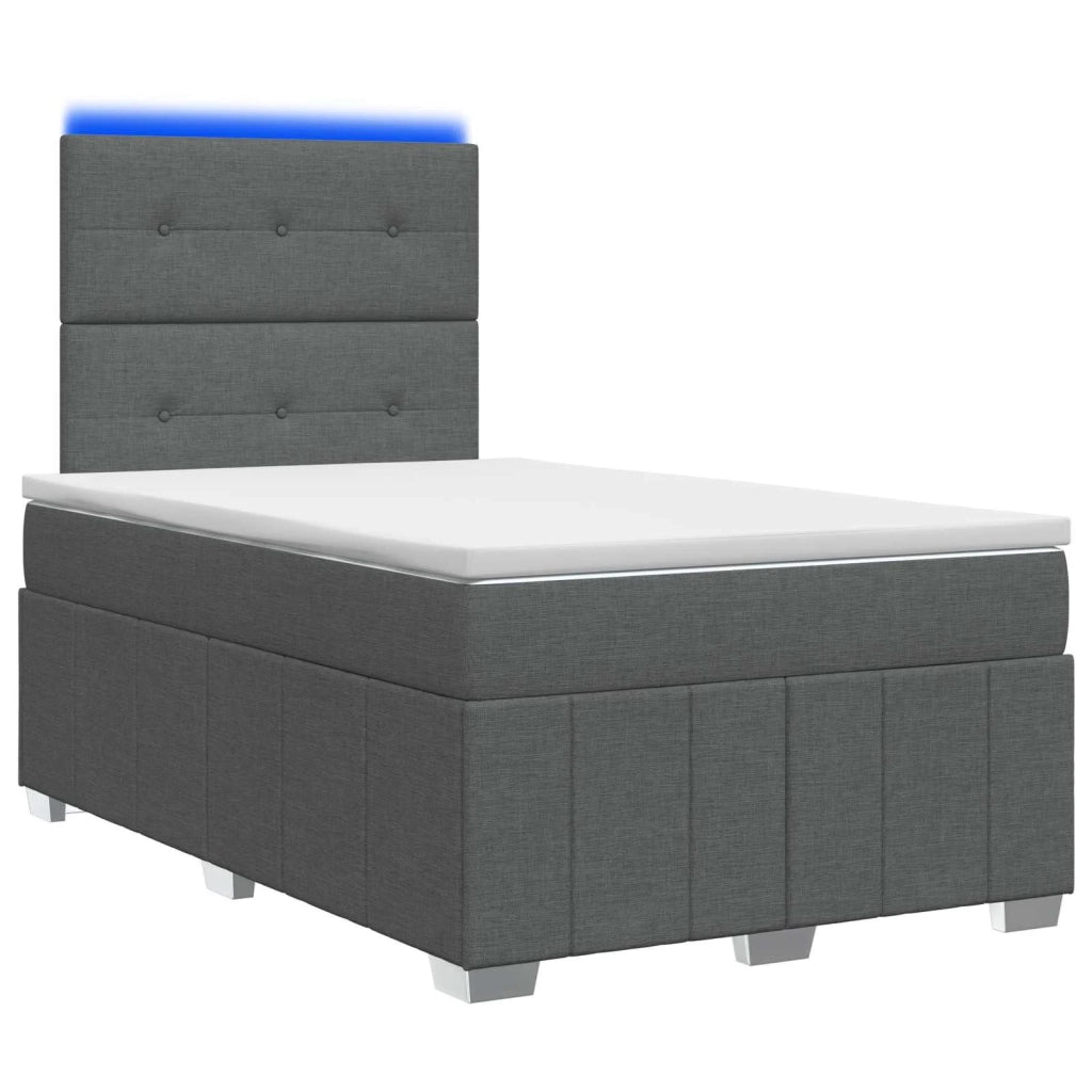 Letto Box Spring LED con Materasso Grigio Scuro 120 x 190 cm 3455557