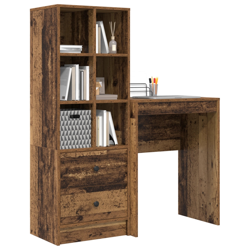 Scrivania con spazio di archiviazione Legno vecchio Legno ingegnerizzato